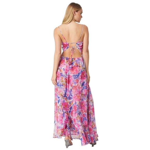 Misa Adjustable Straps Full Bloom NEGINE  Maxi Dress Pink Size XS NWOT - Picture 3 of 11
